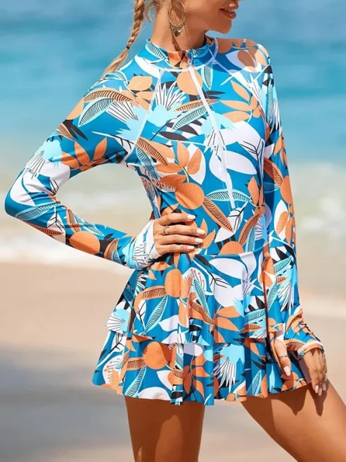 Women custom ave print long sleeves bathing suits - Image 2