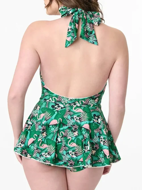 Custom ruffled Green Halter bathing suits for women - Image 3