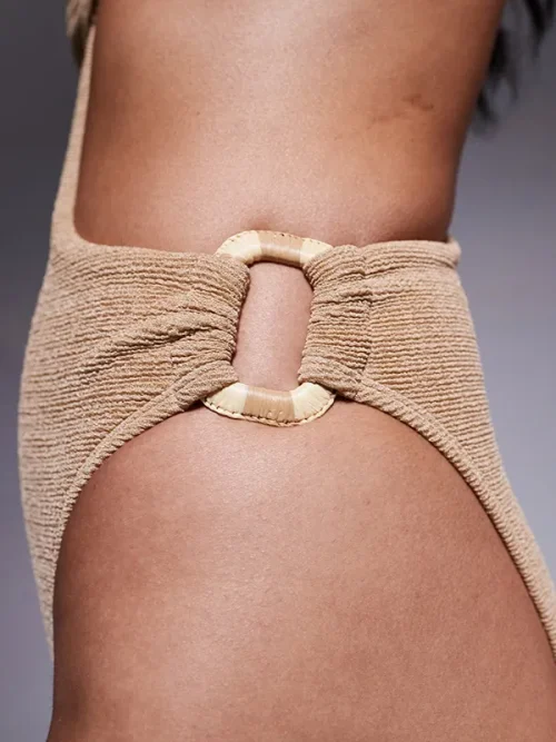 Custom khaki geometric hollow one piece bathing suits sexy - Image 4